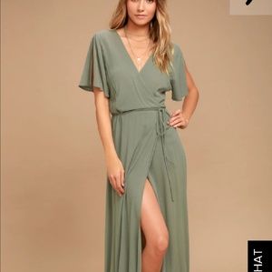 NWT Lulus sage green wrap dress, long